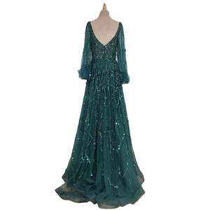 Europeus e Americanos/Africano Novo Ouro Indústria Pesada Prego Beads Luxo Vestido De Noite Sexy Celebridade Imperatriz Vestido Longo - Product Image 4