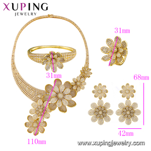BFBS-500 xuping Joyería de Lujo, Conjuntos de Joyería para Novia, Accesorios de Boda, Chapado en Oro de 24k, Forma de Pétalo, Conjunto de 4 Piezas - Product Image 2