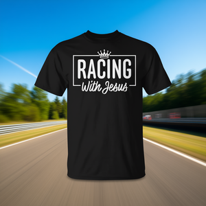 T-shirt Racing With Jesus Christian Racer noir unisexe taille adulte - Product Image 3