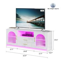 Meuble TV RVB 24 couleurs Table de télévision centrale Meuble console TV avec induction du corps humain avec chargeur sans fil