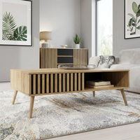 Table basse rectangulaire pour salon, style rustique moderne, bois d'ingénierie durable, pliable avec rangement à tiroirs