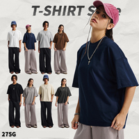Camiseta de Alta Calidad, 275G, 100% Algodón, Manga Corta, Venta al Por Mayor, Impresión Serigráfica, para Hombre y Mujer, Personalizable, Corte Cuadrado