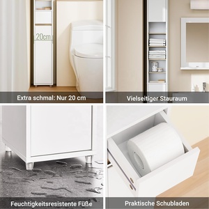 Mueble <span class=keywords><strong>de</strong></span> Baño <span class=keywords><strong>de</strong></span> Madera, Independiente, Alto y Estrecho, Ahorra Espacio, con Estante Ajustable - Product Image 5