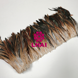 Plumes de coq Schlappen demi-bronzées naturelles irisées de 8 à 10 pouces <span class=keywords><strong>en</strong></span> gros, franges enfilées pour la chapellerie, les costumes, la pêche à la mouche et l'artisanat - Product Image 2