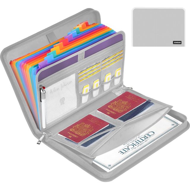 YIHUAXING 12-Pocket Expandable Fireproof File Folder with Zipper and Tabs Accordion File Organizer