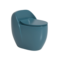 WC monobloc en céramique multicolore en forme d'œuf avec chasse d'eau super siphonique Tornado, à poser au sol