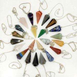 Colgante de Radiestesia SCJ con Gema Tallada Ovalada, Péndulo de Columna, Frecuencia Ajustable, Herramienta Espiritual para Yoga, Meditación, Adivinación y Sanación - Product Image 1
