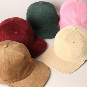 High Quality 5 Panel Corduroy Sport <b>Cap</b> for <b>Men</b> Custom Embroidered Plaid Outdoor Hip Hop <b>Flat</b> Bill Structured Snapback Baseball - Product Image 5