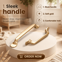 Poignées de meuble en aluminium massif à base évasée, finition or champagne et noir mat, avec système anti-rotation, pour tiroirs de cuisine d'hôtel, quincaillerie de mobilier