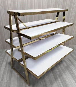 Nhà Máy Trực Tiếp Hai Mặt Kệ Sắt Gỗ Đảo Hiển Thị Giá Thép Không Gỉ Gỗ Màu Hạt Quần Áo Cửa Hàng Hiển Thị Đứng - Product Image 3