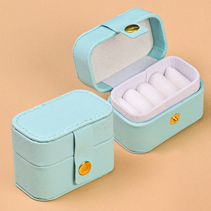Caja de Joyería de Piel Sintética Mini con Cierre a Presión y Logotipo Personalizado, Caja de Almacenamiento de Anillos de Viaje, Caja de Joyería Impermeable - Product Image 3