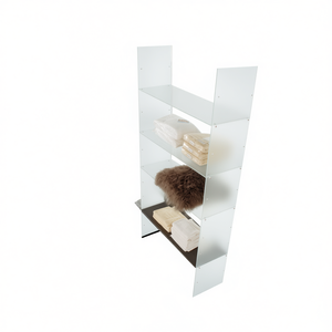 Vitrine modulaire en verre vitré, présentoir mural 203x40x H 220 Blanc brillant - Product Image 2