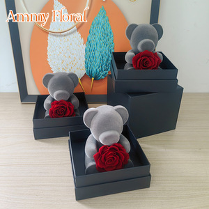 AM-PFG09B Ammy Fleur éternelle avec boîte <span class=keywords><strong>cadeau</strong></span> ours en peluche, fleur préservée dans une boîte <span class=keywords><strong>cadeau</strong></span>, cadeaux pour la Saint-Valentin, la <span class=keywords><strong>fête</strong></span> <span class=keywords><strong>des</strong></span> <span class=keywords><strong>mères</strong></span> - Product Image 2