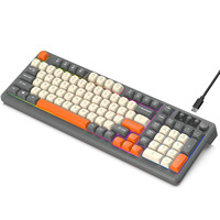 Teclado para Juegos con Sensación Mecánica, 98 Teclas, Cableado, Retroiluminación RGB, Teclas PBT Coloridas, Control USB C, Teclado con Cable para Oficina y Escritorio