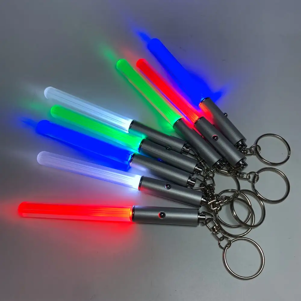 Promotionele Oem Aangepaste Logo Led Lightsaber Stok Gloeiende Acryl Sleutelhanger Kleurrijke Led Sleutelhanger