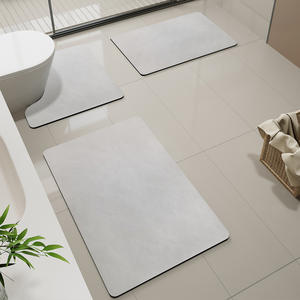 Tapis de salle de bain en forme de U, absorbant, en fibre de polyester, antidérapant, séchage rapide, couleur unie minimaliste, tapis de porte - Product Image 2