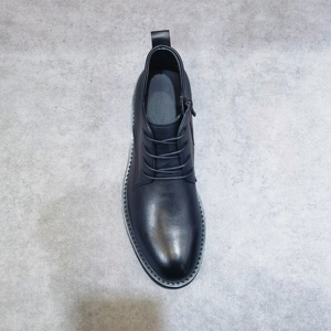 Bottes Derby en cuir véritable pour <span class=keywords><strong>homme</strong></span>, à fermeture éclair à la cheville, imperméables, respirantes, souples, antidérapantes, confortables, pour l'automne, l'hiver et la neige - Product Image 2
