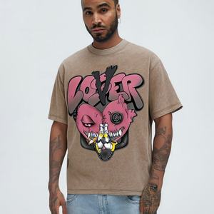 เสื้อยืดผ้าฝ้ายฟอกกรดแนววินเทจของผู้ชายเสื้อยืดผ้าฝ้าย100% แขนสั้นโอเวอร์ไซส์พิมพ์ลายดิจิตอล - Product Image 1