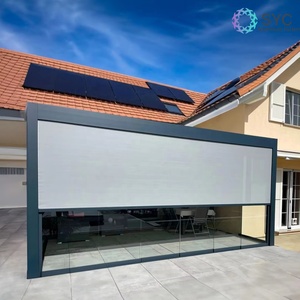 Schermo opzionale <span class=keywords><strong>in</strong></span> <span class=keywords><strong>legno</strong></span> con feritoie <span class=keywords><strong>in</strong></span> alluminio bioclimatico 6x4 impermeabile a parete elettrico con trattamento a pressione naturale - Product Image 3