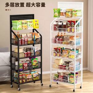 Étagère de rangement mobile avec roulettes Chariot de rangement multicouches pour collations Organisateur d'articles divers à la maison Chariot roulant à 3/4/5 niveaux - Product Image 2