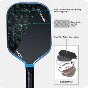 مضرب تنس من ألياف الكربون T700 مقاس 42×19×1.6 سم، خفيف الوزن للاستخدام الخارجي، مقاوم للصدمات، أسود/أزرق مع شعار لونوتونو - Product Image 1