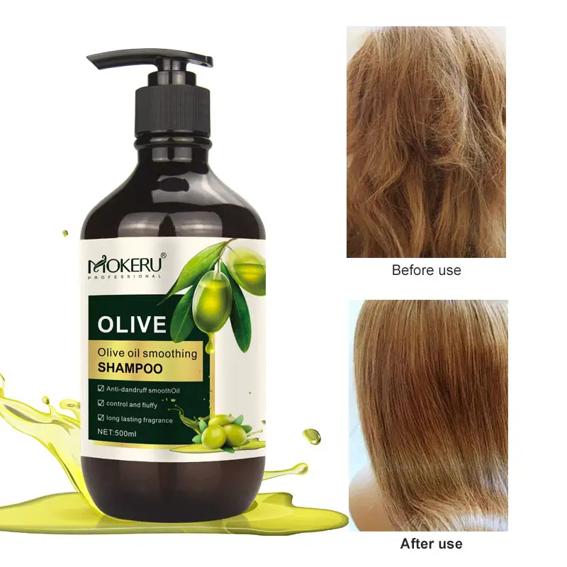 Venta al por mayor personalizar puro aceite de oliva natural puro aceite de oliva sedoso y brillante Oliva champú y acondicionador para el cabello para las mujeres