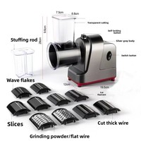 Râpe à fromage électrique 5-en-1, déchiqueteuse automatique professionnelle 250W avec 5 formes différentes de lames, trancheuse électrique de cuisine