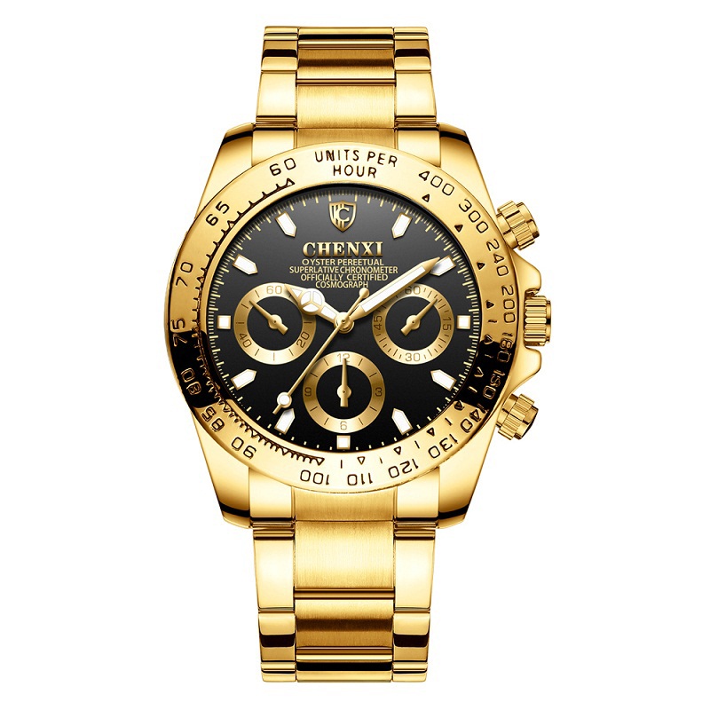 CHENXI 086A Classic Golden Quartz Wrist Watch for Men - Stylish
