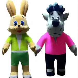 Phim hoạt hình Sói thỏ Inflatable Linh Vật Trang Phục Cosplay bên lễ hội dành cho người lớn ăn mặc Kid sinh nhật quảng cáo nhảy múa đám cưới