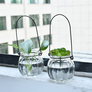 Hanging Transparent Glass <b>Vase</b> <b>Mini</b> Pumpkin Shape Simple Hydroponic Planter For Indoor Gardening Home Decoration - Product Image 1