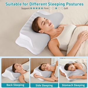 Almohada Cervical de Espuma Viscoelástica Ergonómica y Ortopédica para Soporte del Cuello, Almohada Contorneada para Alivio del Dolor Cervical, Almohada de Cama Fresca y Suave - Product Image 2