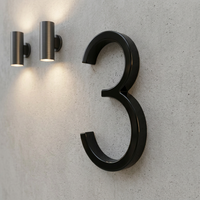Plaque d'adresse 3D moderne en acrylique noir de 12 cm (5 pouces) pour extérieur, numéros de porte, lettres et numéros de maison, vente en gros