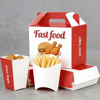 Caja de Cartón Blanca de Alta Calidad para Hamburguesas, Caja de Papel para Pollo Frito con Asa, Caja de Embalaje para Papas Fritas de Restaurante