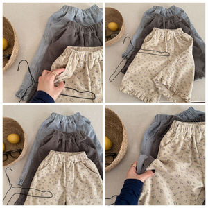 Vente en gros Capri pour enfants Nouveau printemps Pantalons décontractés en velours côtelé grande taille pour filles - Product Image 2