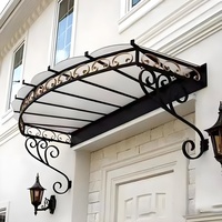 Application moderne de porte d'auvent de fer forgé en acier avec la conception en verre d'installation de vis de panneau de polycarbonate