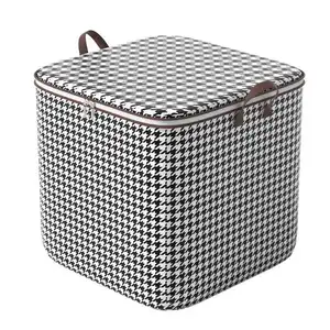 Houndstooth storage bag thickened non-woven gathering bag household clothings quilts storage moving duffel bags