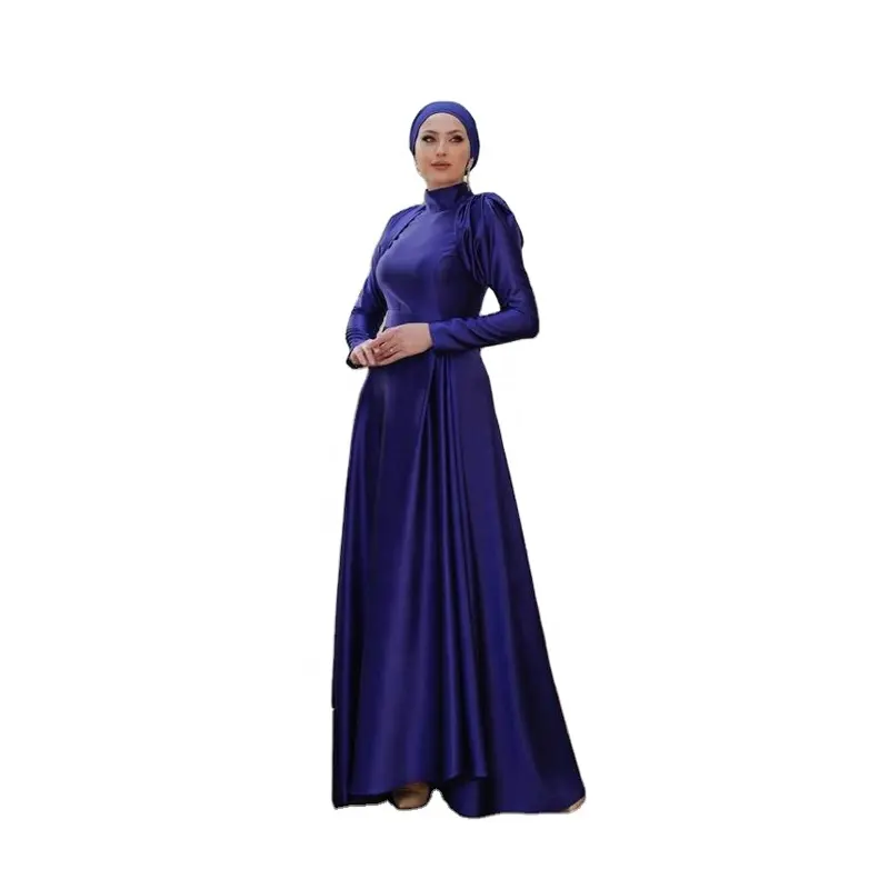 Drijfkracht 2022 Groothandel Dubai Elegante Satijnen Lange Rok Vrouwelijke Personal Tailor Moslim Avond Maxi Jurk Vrouw