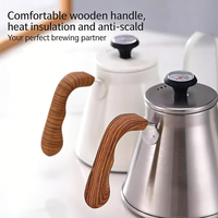 Bouilloire à bec de cygne Kingze avec logo personnalisé, 1000 ml, en acier inoxydable, pour le café à la main, pour la préparation du café par infusion manuelle