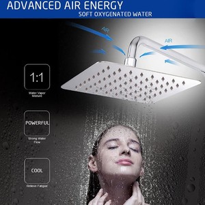 Cabezal <span class=keywords><strong>de</strong></span> Ducha Cuadrado Inteligente <span class=keywords><strong>de</strong></span> Acero Inoxidable <span class=keywords><strong>de</strong></span> 12 Pulgadas, Multimodo, Presurizado, para Uso en Hoteles, 5 Años <span class=keywords><strong>de</strong></span> Garantía, Superventas - Product Image 1