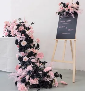זר פרחים סגול שחור מלאכותי 8ft סידור פרחים 2m שולחן ראנרים מרכזי חתונה לקישוט חתונה