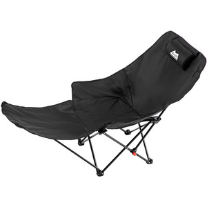 Bisina Kitayama Wolf <b>Foldable</b> Recliner Chair Outdoor <b>Camping</b> Portable Moon Chair Oxford Cloth Carbon Steel Black - Product Image 2