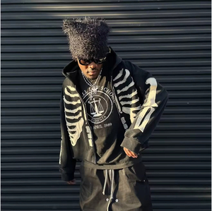 <span class=keywords><strong>Felpa</strong></span> Personalizzata di Alta Qualità con Ricamo 400GSM, <span class=keywords><strong>Felpa</strong></span> con Cappuccio Oversize con Ricamo Teschio per Uomo - Product Image 1