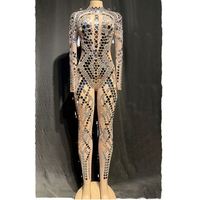 Combinaison sexy pour femmes, en sequins et strass, en spandex/nylon, une pièce, vêtements de danse, costumes de danse de pole dance, de danse de salon, pour les festivals