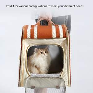 Portable verre Pet chat et petit chien transporteur sac à dos grande capacité pliable carré conception respirant voyage extérieur Cage - Product Image 4