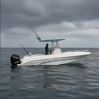 Bateau de pêche à console centrale en GRP de 7,5 m, moteur hors-bord de 300 CV, poids du coque de 1000 kg, 8 personnes, réservoir de carburant de 200 L