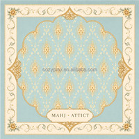 Tapis de jeu de mahjong américain floral mandala cheval bleu porte-bonheur oriental, fond orange, antidérapant, réduction du bruit