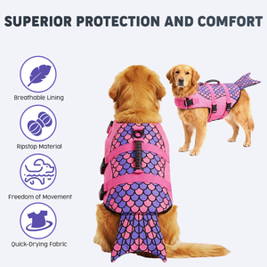 Nuevo Chaleco Salvavidas para Perros con Diseño de Sirena, Alta Flotabilidad, Asa de Rescate Reforzada, Secado Rápido y Liberación Rápida - Product Image 3