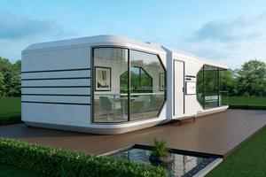 Maison-capsule modulaire préfabriquée en acier moderne et contemporaine, hôtel, bureau, immeuble, appartement, utilisation écologique, alimentée à l'énergie solaire - Product Image 4