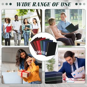 Classeur A3 à 4 anneaux en cuir brun rouge pour documents de taille A4, dossier de papeterie, couverture rigide, noir et bleu - Product Image 3