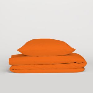 Juego de Funda de Edredón 100% Algodón Naranja Italiano Cama Individual 155x200cm - Product Image 1